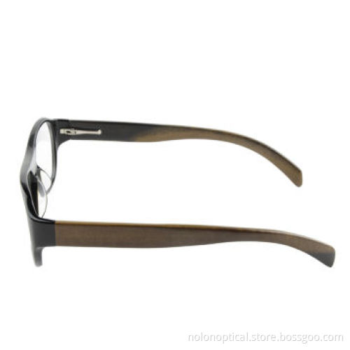 Unisex Eyeglasses Frames with Wood Temple and Acetate Front